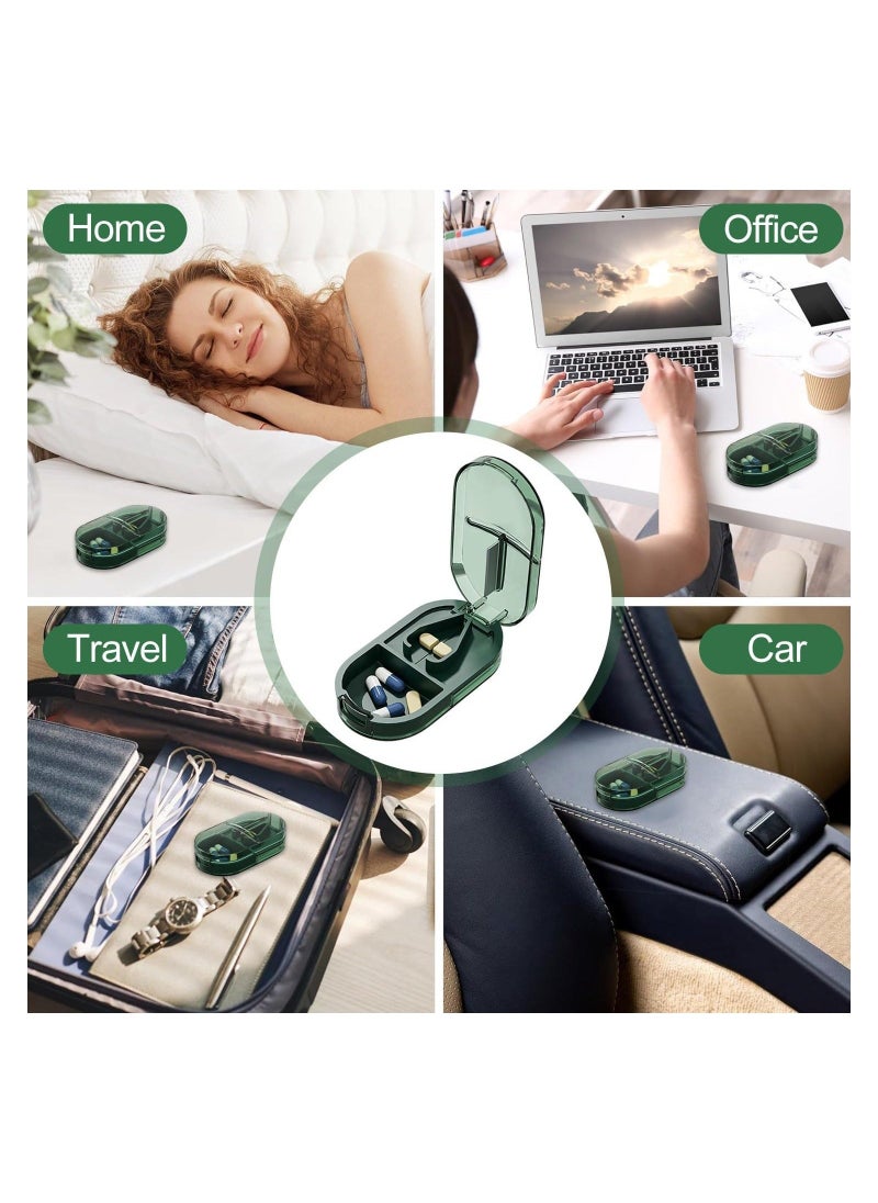 Pill Cutter Portable Pill Splitter 2-in-1 Pill Case with Stainless Steel Blade for Small or Large Vitamins Tablets Mini Pill Organizer Compartment - Image 5