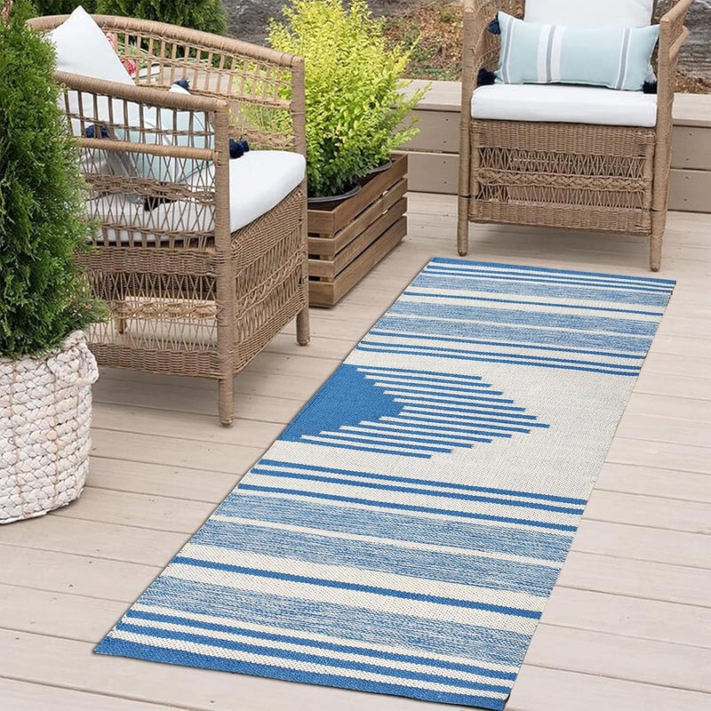 STONEMUNK ® Runner for Living Room | 22x60 Inch | Indoor Floor Rugs for Bedroom | Suitable for Home or Office | Runner for Kichen | Machine Washable Carpet | Cotton Runner - (Sky - Cut Shtal) - Image 1