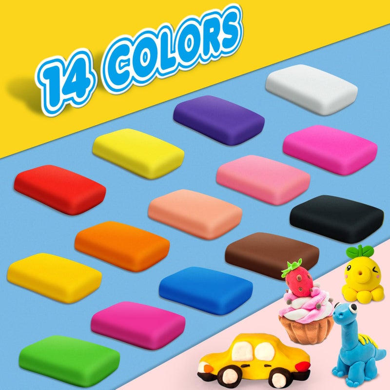 ESSENSON Magic Clay - Air Dry Clay 14 Colors, Modeling Clay for Kids with Tools, Toys Gifts for Age 3 4 5 6 7 8+ Years Old Boys Girls Kids - Image 2