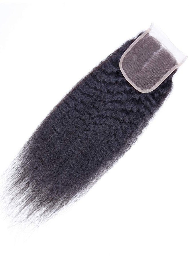 أودير وصلة شعر أودير كينكي ستريت دانتيل 4x4، كثافة 150%، شعر برازيلي طبيعي، مربوط يدويًا، دانتيل سويسري، درجة 9A، شعر ياكي ستريت بكر غير معالج، بدون عقد مبيضة، لون طبيعي، 10 بوصات - Image 3