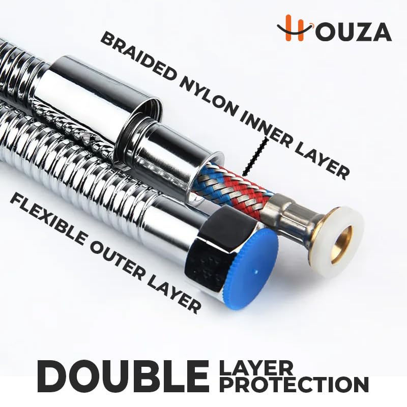 HOUZA Classic Health Faucet for Toilet Jet Spray Health Faucet with 1 Meter Hose Pipe and Wall Hook Chrome Finish Easy Grip and Leak Proof Design - Image 5