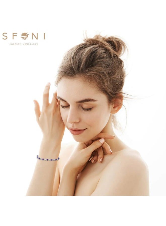 Sfoni Birthstone Bracelet for Women, Silver Tennis Bracelet with Cubic Zirconia Adjustable Slider Rhinestone Bracelet Christmas Birthday Anniversary Friendship Gift for Her Mom Wife Girlfriend, June - Image 3
