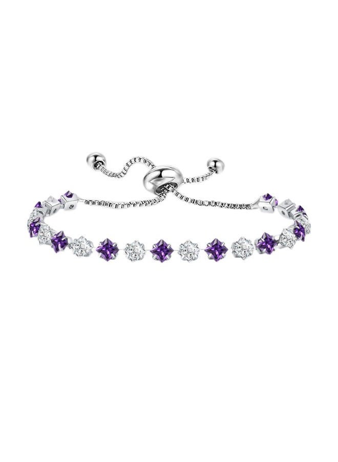 Sfoni Birthstone Bracelet for Women, Silver Tennis Bracelet with Cubic Zirconia Adjustable Slider Rhinestone Bracelet Christmas Birthday Anniversary Friendship Gift for Her Mom Wife Girlfriend, June - Image 1