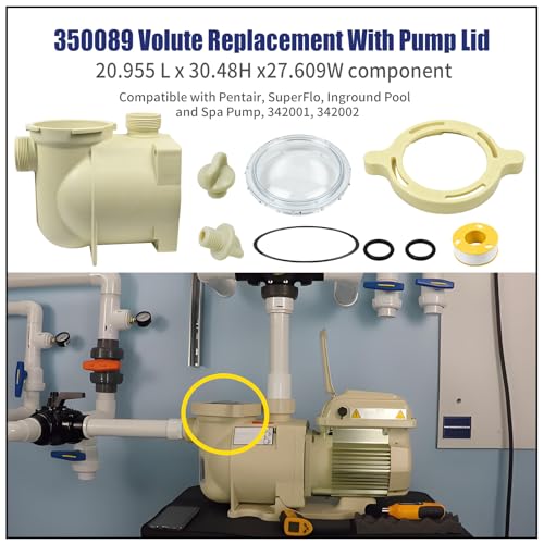 XJJ 350089 Pool pump Body Volute Housing Compatible with Pentair Inground Pool pump Body casing 15HP EC342001 VST 342002 11THP 348190 115 208230V 1HP EC348190With 350090 Pump Lid and Drain Plug - Image 3