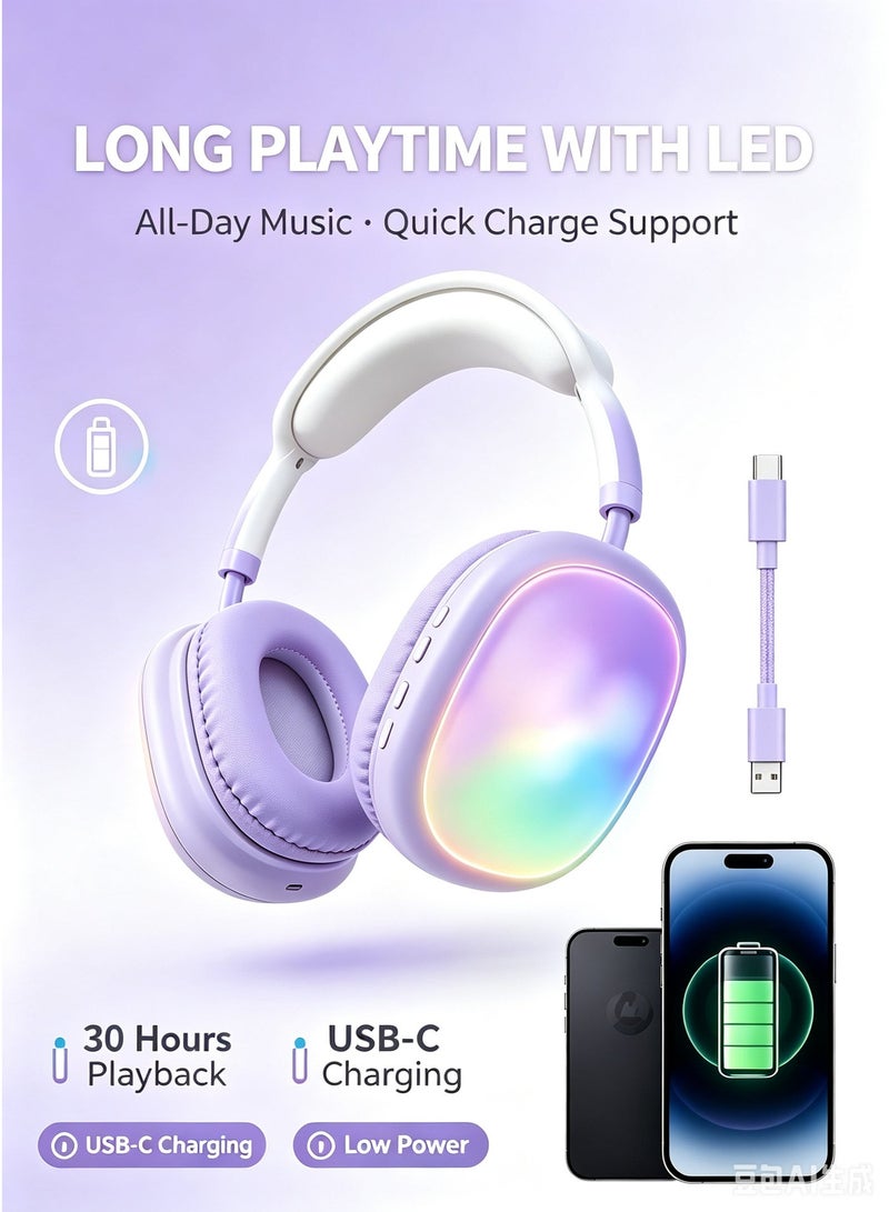 XO i22 Stereo Wireless Headset with LED Lights, Hi-Fi Audio & Noise Reduction - Image 3