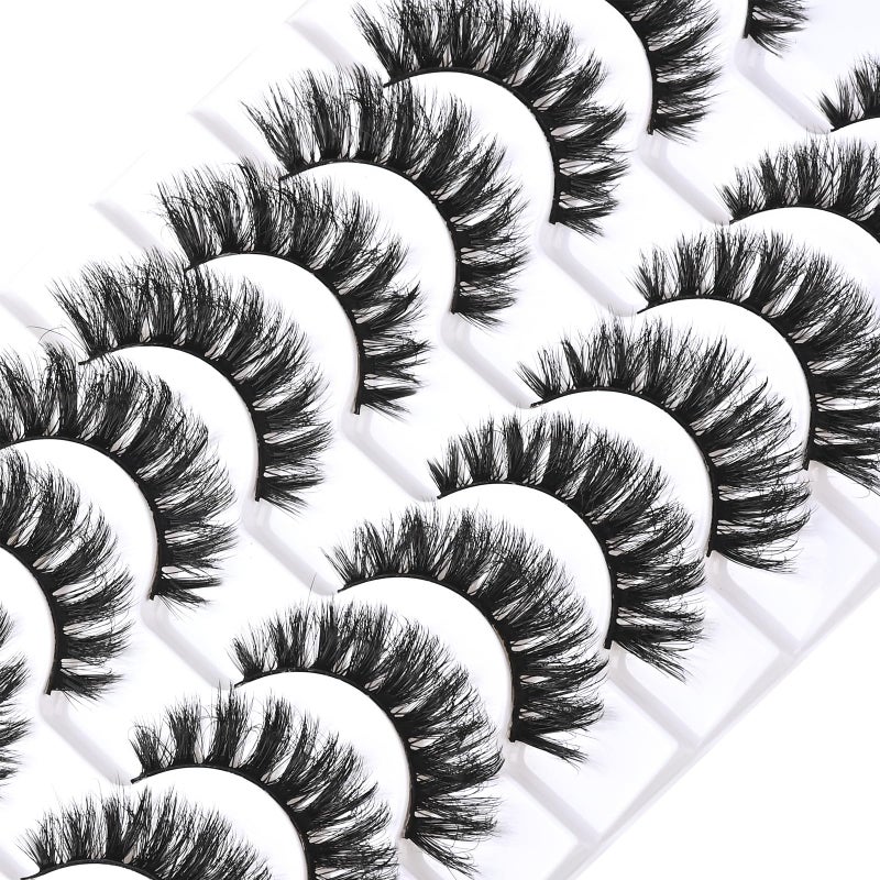FARRED Natural Lashes Wispy Eyelash Fluffy Cat Eye Lash Strips Short Mink Strip Eyelashes Pack 10 Pairs D Curl Full Volume False Eye Lash Natural Looking - Image 5