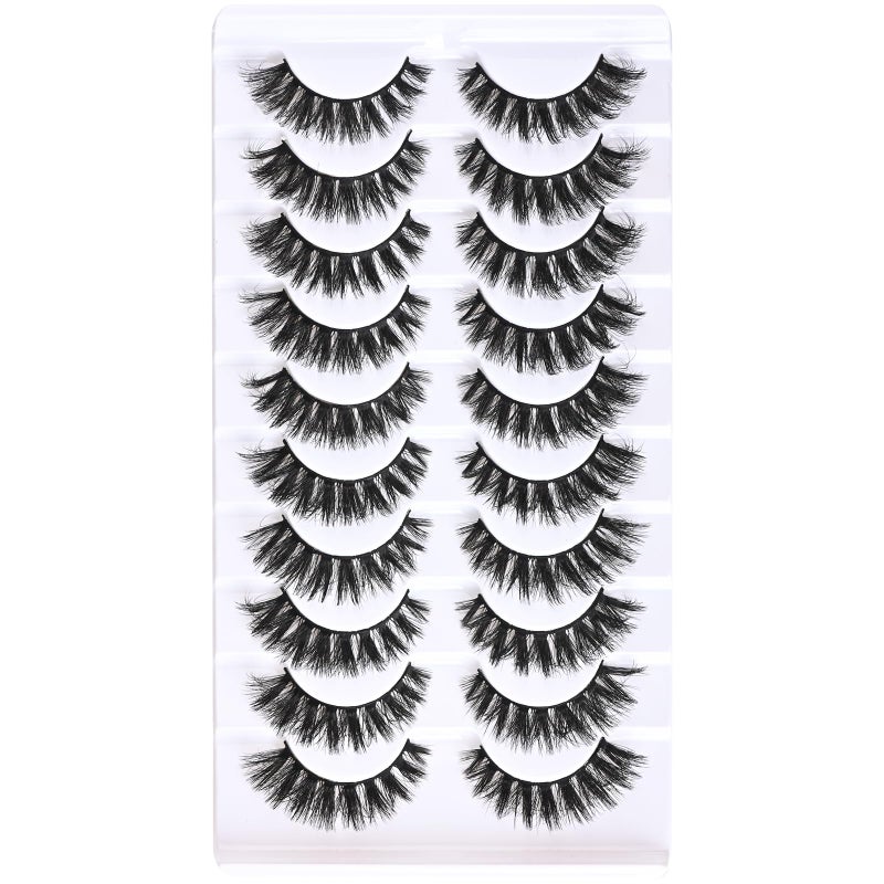 FARRED Natural Lashes Wispy Eyelash Fluffy Cat Eye Lash Strips Short Mink Strip Eyelashes Pack 10 Pairs D Curl Full Volume False Eye Lash Natural Looking - Image 3