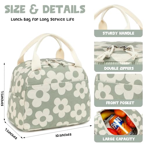 Bluboon Lunch Bag for Women Men Cute Corduroy Lunch Tote Bags Reusable Insulated Lunch Box Large Capacity Reusable Insulated Cooler for Work Picnic or Travel - Image 3