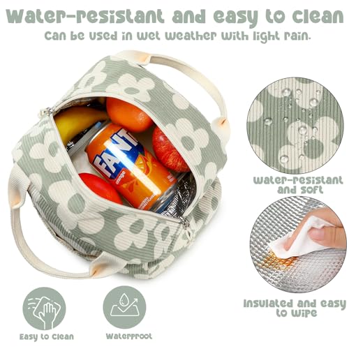 Bluboon Lunch Bag for Women Men Cute Corduroy Lunch Tote Bags Reusable Insulated Lunch Box Large Capacity Reusable Insulated Cooler for Work Picnic or Travel - Image 4