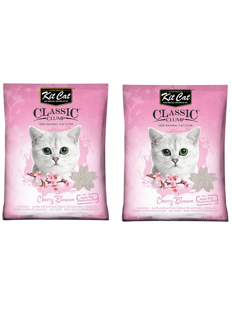 Kit Cat 2 قطعة من رمل القطط الكلاسيكي 10 لتر (زهرة الكرز) - Image 1