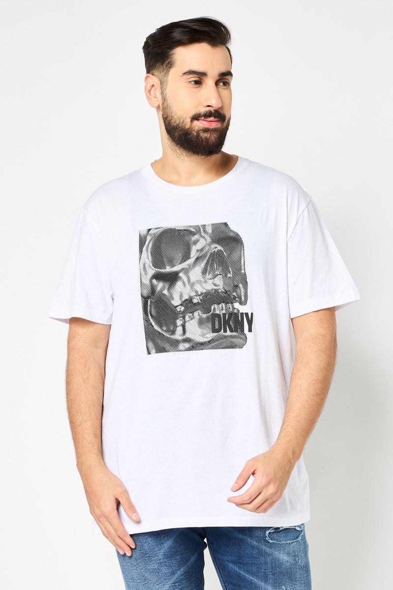 DKNY Men Crew Neck Short Sleeve Graphic T Shirt, White - Image 1