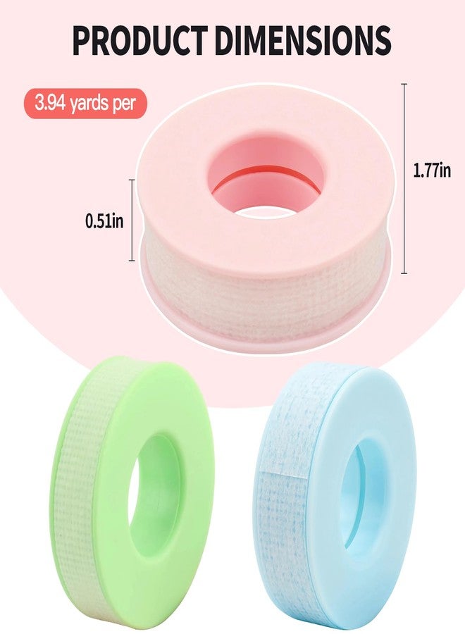 Creztail Lash Tape for Eyelash Extensions - 3 Rolls Silicone Gel Eyelash Tape, Adhesive Microporous Lash Extension Tape for Lift/Make Up, Easy Tear Breathable Lash Tape for Clusters (0.5in x 3.9yd, Colorful) - Image 2