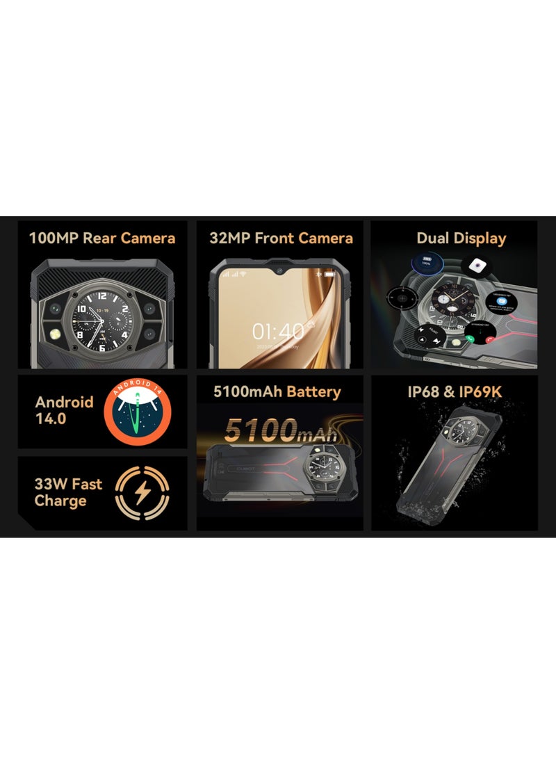 Cubot - CUBOT Kingkong AX Outdoor Mobile Phone Android 14 - Outdoor Smartphone Without Contract, 24GB + 256GB/1TB Construction Site Mobile Phone, 100MP Smartphone, 6.58 Inch FHD + 120Hz, 1.32 Inch Back - Image 1