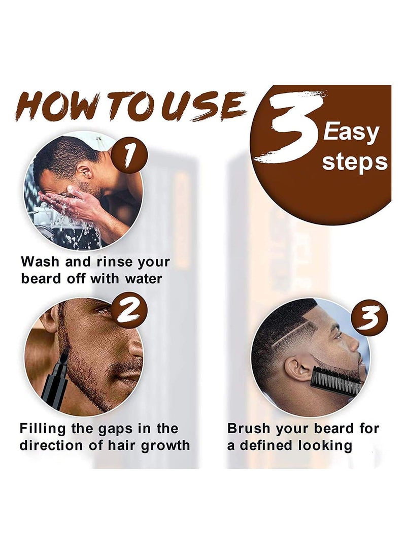 Generic Beard Filling Pen Waterproof Beard Pencil Filler for Men Sweatproof Moustache and Eyebrows Barber Pencil for Travel Natural Black  - Image 5