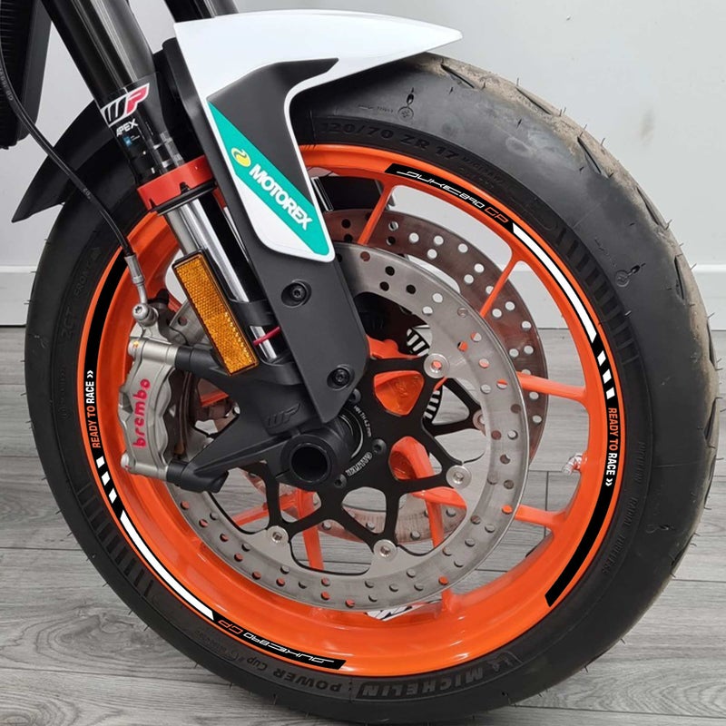 Generic labelbike - Adhesive Strips Kit for Motorcycle Wheel Rims compatible with KTM 890 Duke GP 2022-2023 White  - Image 1