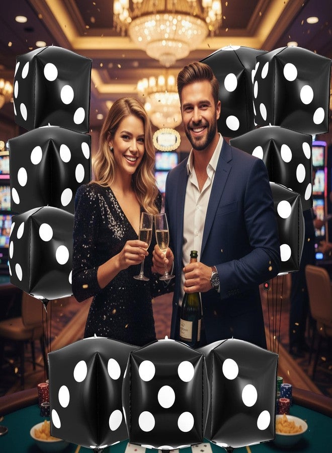 ٦ قطع من بالونات النرد السوداء الكبيرة، بالونات فويل مكعبة الشكل مقاس ٢٤ بوصة، زينة حفلات النرد، بالون مايلر ألومنيوم رباعي الأبعاد قابل للنفخ على شكل نرد للأطفال والكبار، لوازم حفلات أعياد الميلاد (أسود) - Image 4