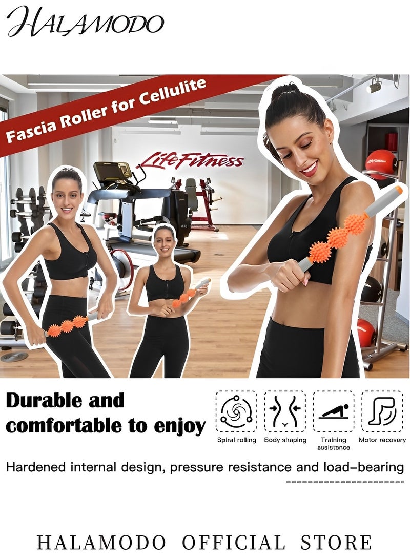 HALAMODO Fascia Muscle Roller Stick Hedgehog Massage Roller Yoga Stick Hand-held Body Massage Tool for Cellulite & Muscle Soreness Roller Stick for Reduce Leg Cramps - Image 3