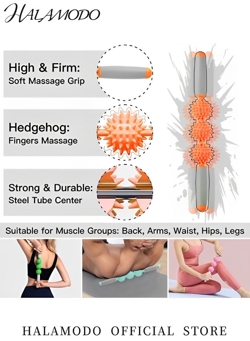 HALAMODO Fascia Muscle Roller Stick Hedgehog Massage Roller Yoga Stick Hand-held Body Massage Tool for Cellulite & Muscle Soreness Roller Stick for Reduce Leg Cramps - Image 4