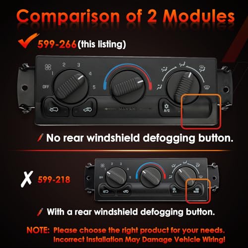 ATRACYPART 599266 Front Climate Control Module NO Rear Windshield Defogging Compatible with 19992002 Chevy Avalanche Silverado Suburban Tahoe GMC Sierra Yukon AC Heater Air Conditioning Panel Unit - Image 3