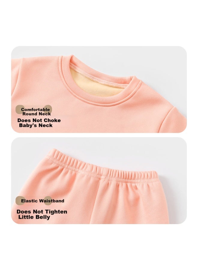 Badibadi Autumn Winter New Baby Toddler Fleece Lined Thermal Underwear Set Homewear Pajamas Pink Puppy Play 130 - Image 3