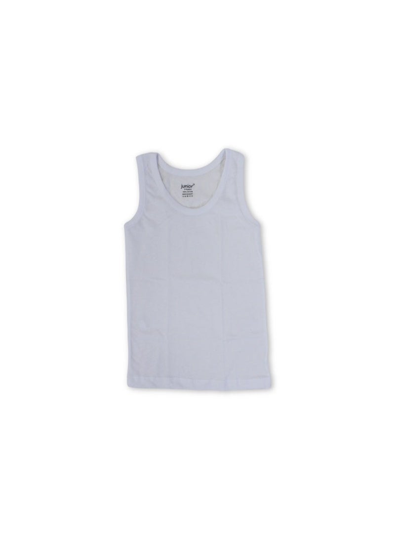 Junior Boys Cotton Sleeveless Undershirt – White - Image 2