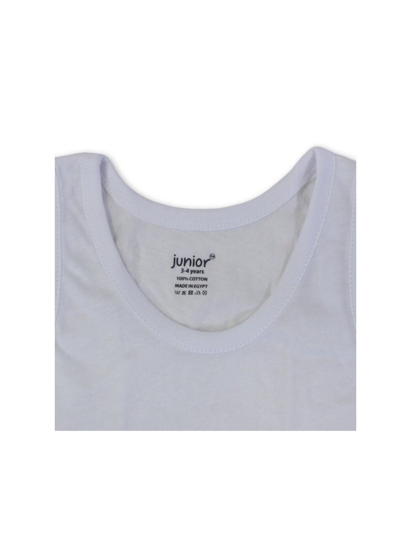 Junior Boys Cotton Sleeveless Undershirt – White - Image 3