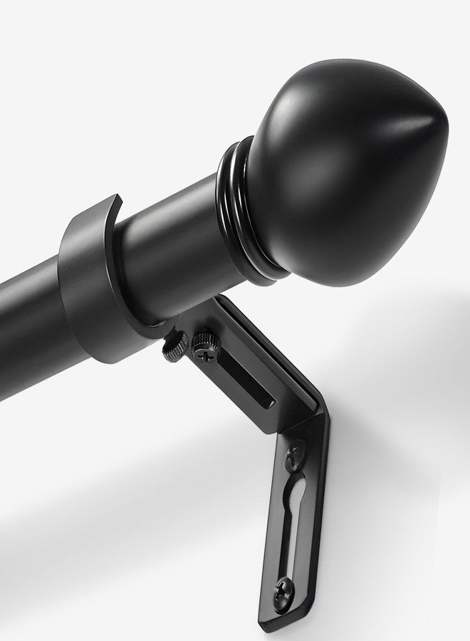 LLPJS Curtain Rods for Windows 16 to 48 inches, Curtain Rod Max Adjustable Length to 60 in, Drapery Rod 1 inch Diameter with Modern Knobs Finials (Black, 16" to 48" - Set of 1) - Image 1