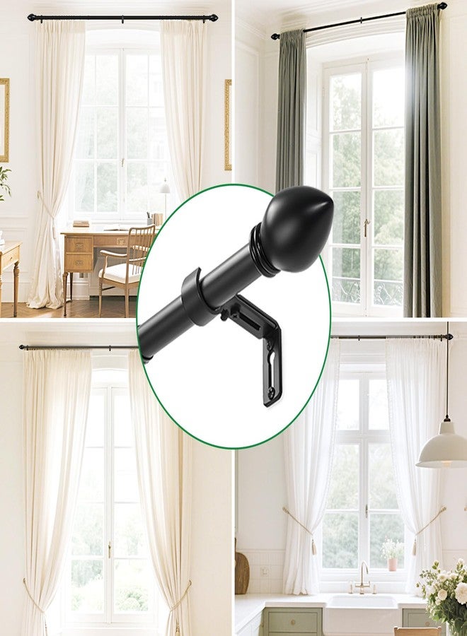 LLPJS Curtain Rods for Windows 16 to 48 inches, Curtain Rod Max Adjustable Length to 60 in, Drapery Rod 1 inch Diameter with Modern Knobs Finials (Black, 16" to 48" - Set of 1) - Image 5