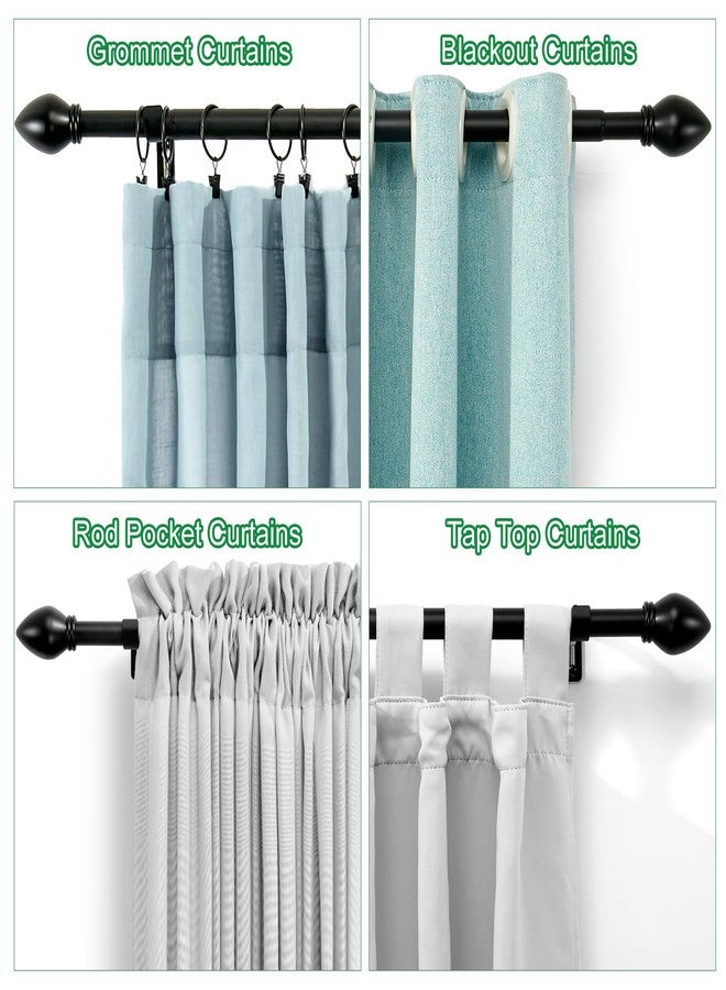 LLPJS Curtain Rods for Windows 16 to 48 inches, Curtain Rod Max Adjustable Length to 60 in, Drapery Rod 1 inch Diameter with Modern Knobs Finials (Black, 16" to 48" - Set of 1) - Image 4