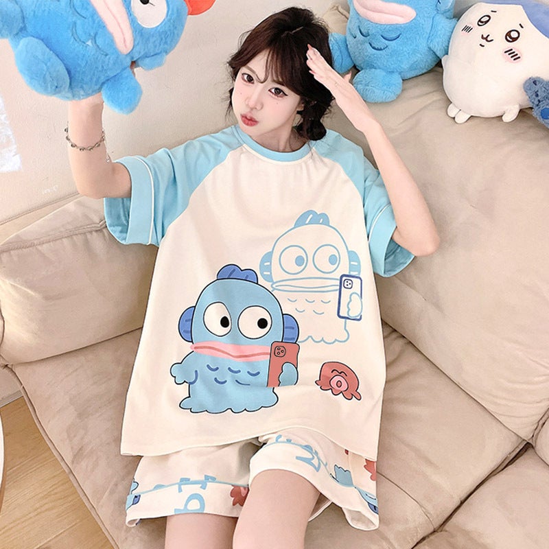 2026 New Style Pajamas for Women Summer Thin Short-Sleeved Cartoon Sweet Loose Plus Size 100kg Home Wear Set - Image 2