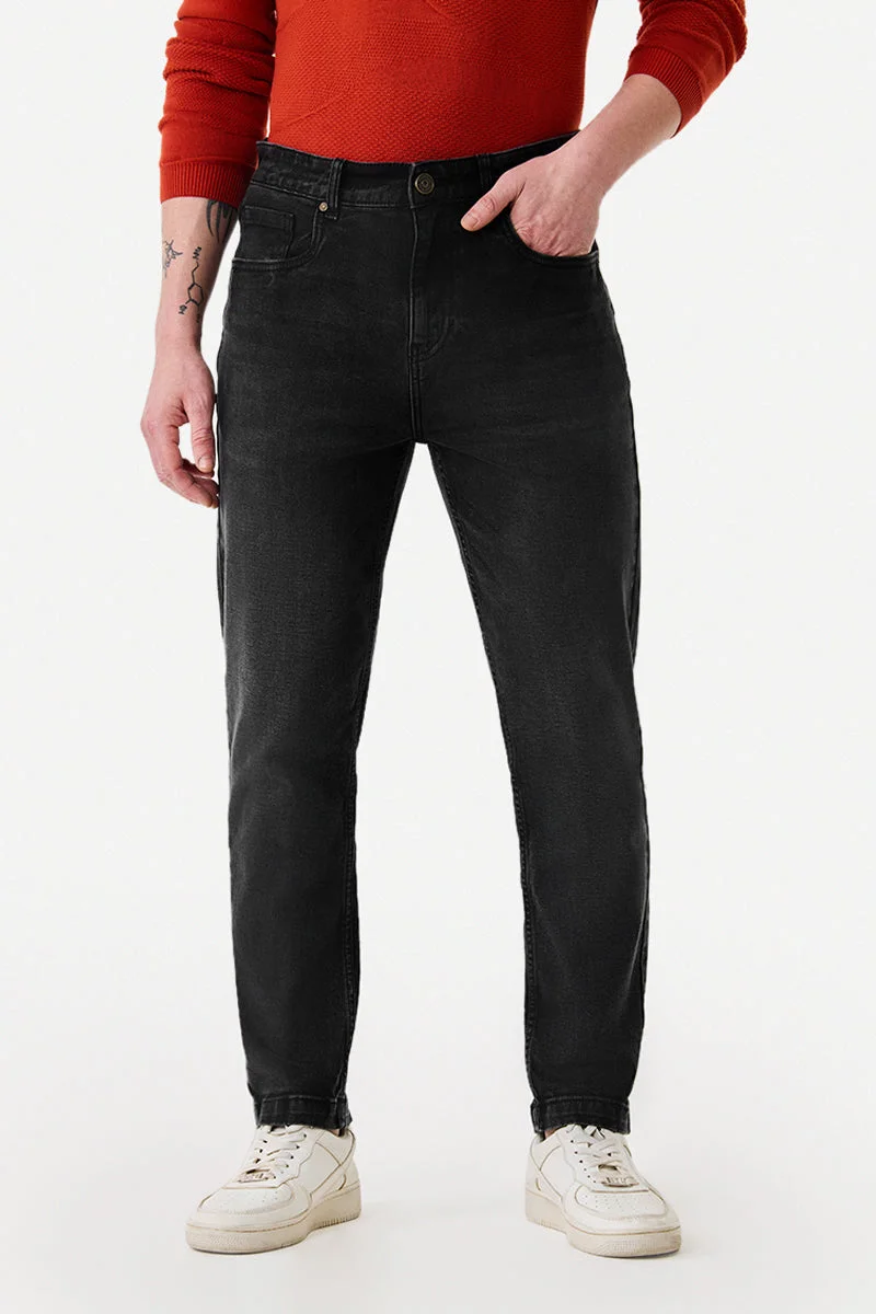 SNITCH Black Carrot Fit Stretch Jeans for Men | Best Price UAE