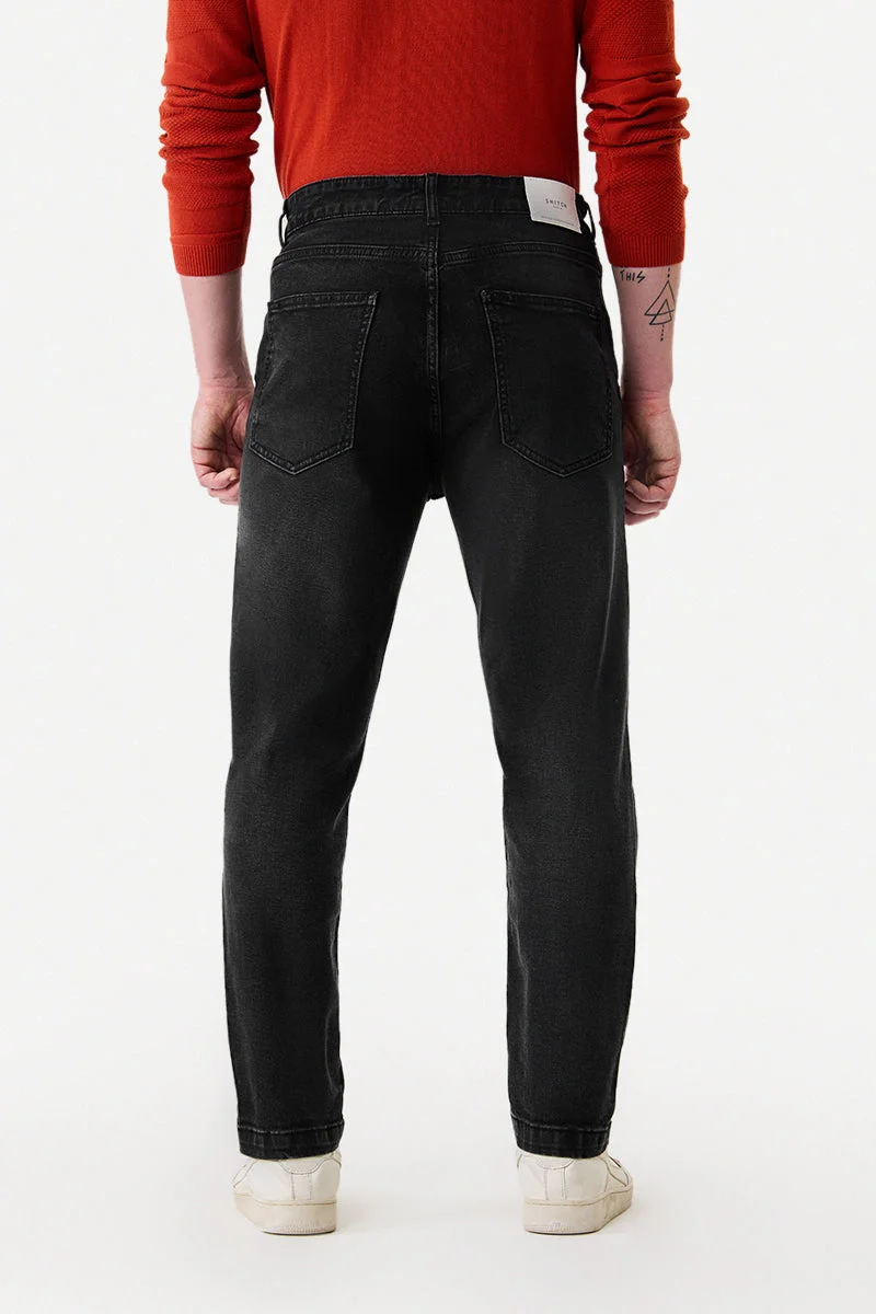 SNITCH Black Carrot Fit Stretch Jeans for Men | Best Price UAE