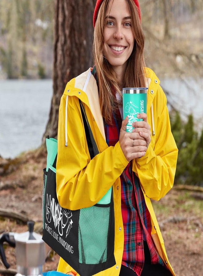 GiftPeak Nurse Appreciation Gift. 2 Pieces - Nurse Gifts for Women Includes Zippered Tote Bag and Stainless Steel Insulated Tumbler, Christmas Nurse Accessories for Work, Nurse Bag for Work(Green) - Image 5