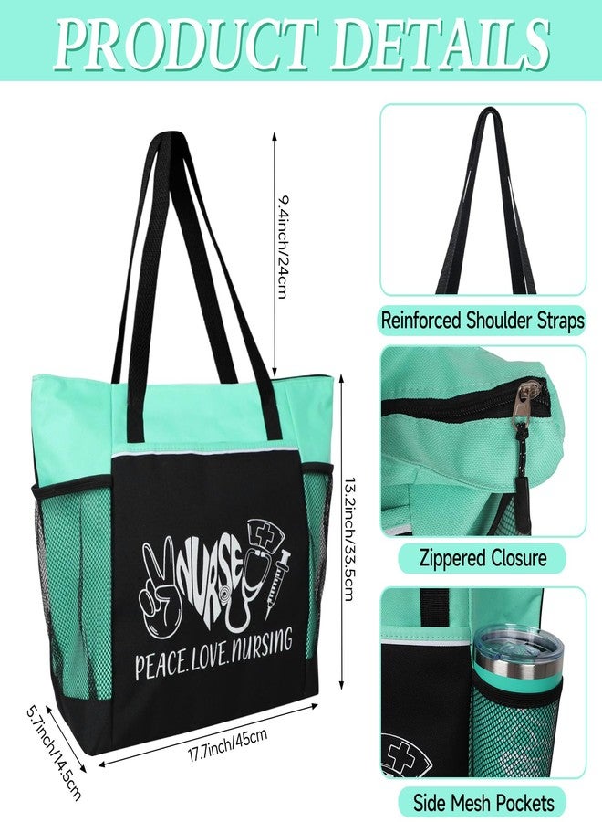 GiftPeak Nurse Appreciation Gift. 2 Pieces - Nurse Gifts for Women Includes Zippered Tote Bag and Stainless Steel Insulated Tumbler, Christmas Nurse Accessories for Work, Nurse Bag for Work(Green) - Image 2