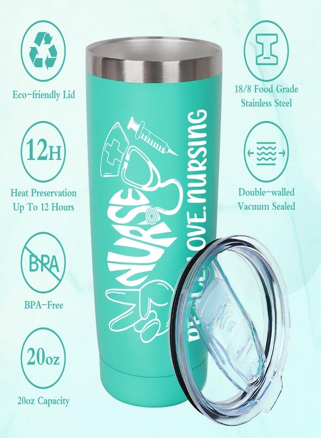 GiftPeak Nurse Appreciation Gift. 2 Pieces - Nurse Gifts for Women Includes Zippered Tote Bag and Stainless Steel Insulated Tumbler, Christmas Nurse Accessories for Work, Nurse Bag for Work(Green) - Image 3
