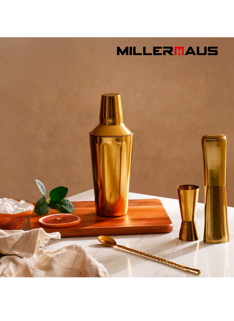 MILLERHAUS Millerhaus COCKTAIL SHAKER 750ML WITH HAMMERED AND COLOR OUTSIDE Bar Accessories - Stainless Steel  - Image 2