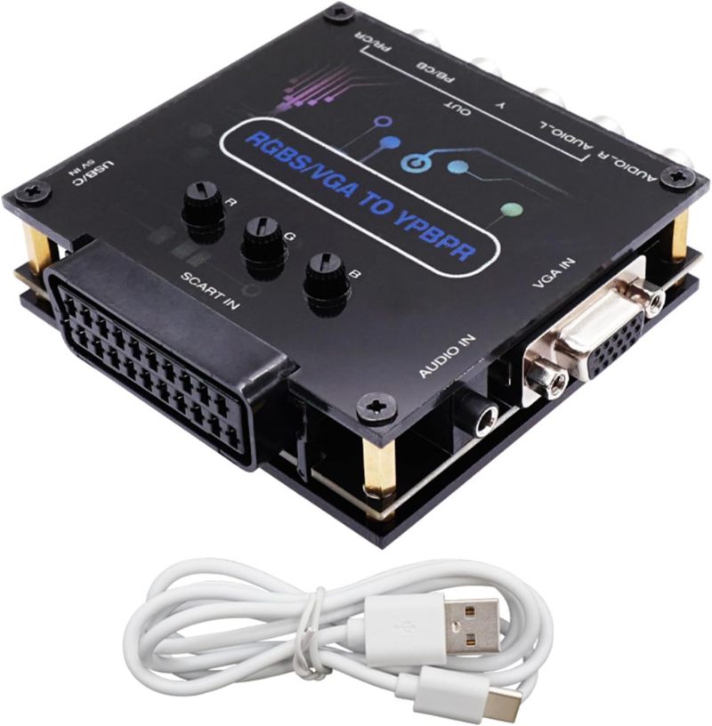 محول VGA SCART إلى YPbPr - مُهايئ إشارة فيديو للأجهزة القديمة متعدد التنسيقات - تركيب بالتوصيل والتشغيل - محول YPbPr للألعاب القديمة والمسرح المنزلي - Image 2