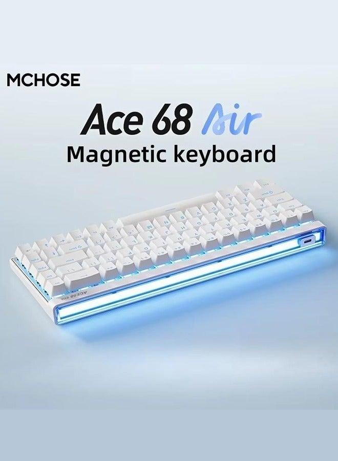 MCHOSE ACE 68 Air Magnetic Switch Wired Gaming Keyboard,65% Rapid Trigger Hall Effect Keyboard with Adjustable Actuation HotSwap RGB Snap Tap Hyper-Fast 8K Hz Polling Rate for PC/Mac Gamer (White) - Image 1