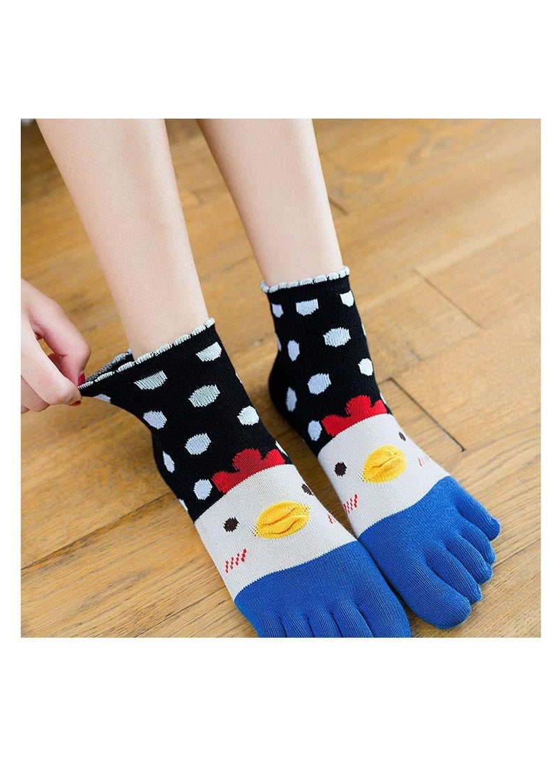 Excefore Womens Toe Socks Ladies Five Finger Cotton Socks, Funny Cute Cat Animal Ankle Novelty Sports with Toe, socks 4 Pairs - Image 2