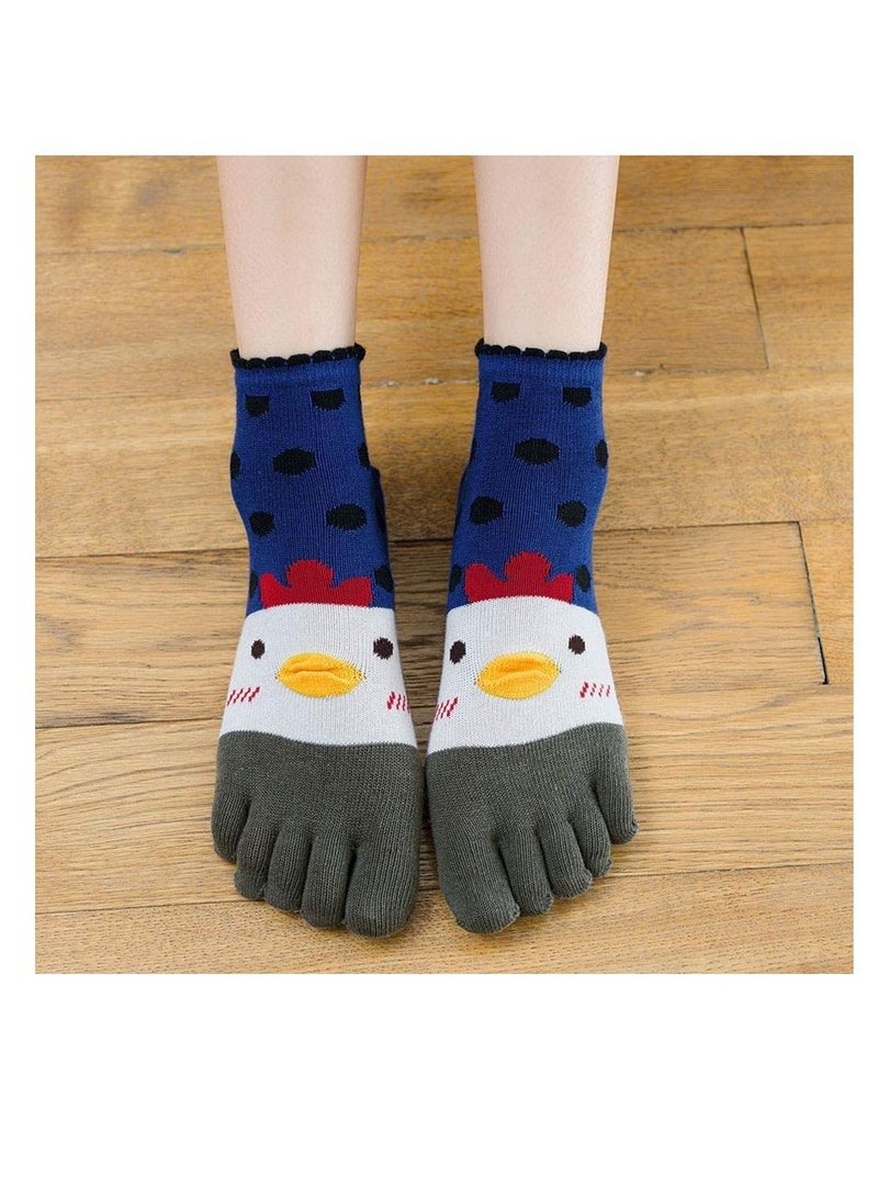 Excefore Womens Toe Socks Ladies Five Finger Cotton Socks, Funny Cute Cat Animal Ankle Novelty Sports with Toe, socks 4 Pairs - Image 4