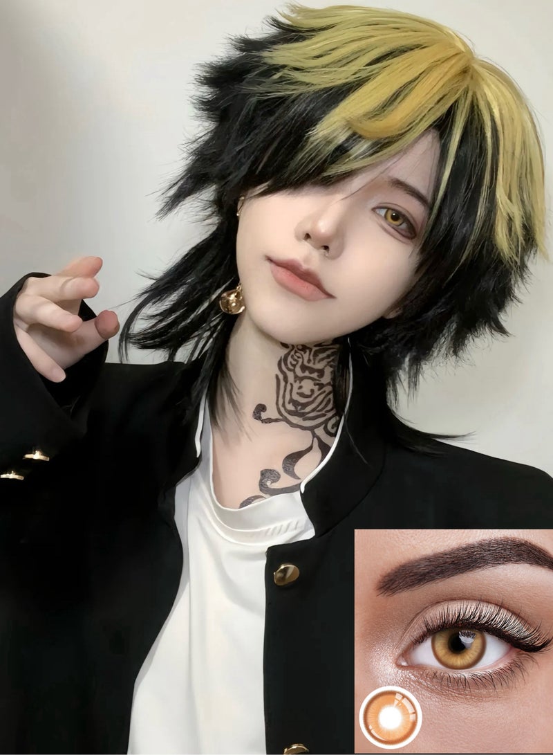 يونيبلينغ عدسات لاصقة ملونة سنوية ماجيك بوب الأصفر كازوتورا هانيميا طوكيو ريفينجرز للتنكر - Image 1