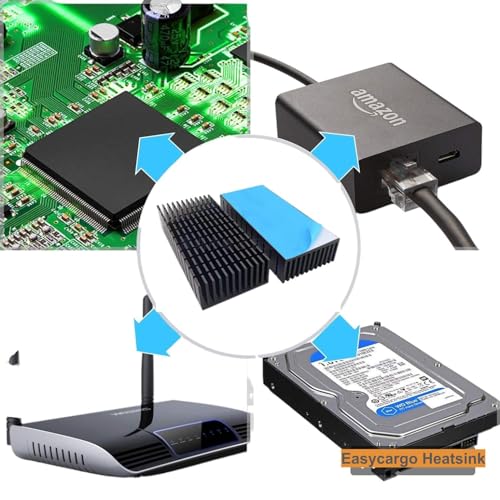 Easycargo 2pcs 40mm Heatsink Kit 100mmx40mmx20mm + 3M8810 Thermal Conductive Adhesive Tape, Cooling Aluminium Heat Sink - Image 5