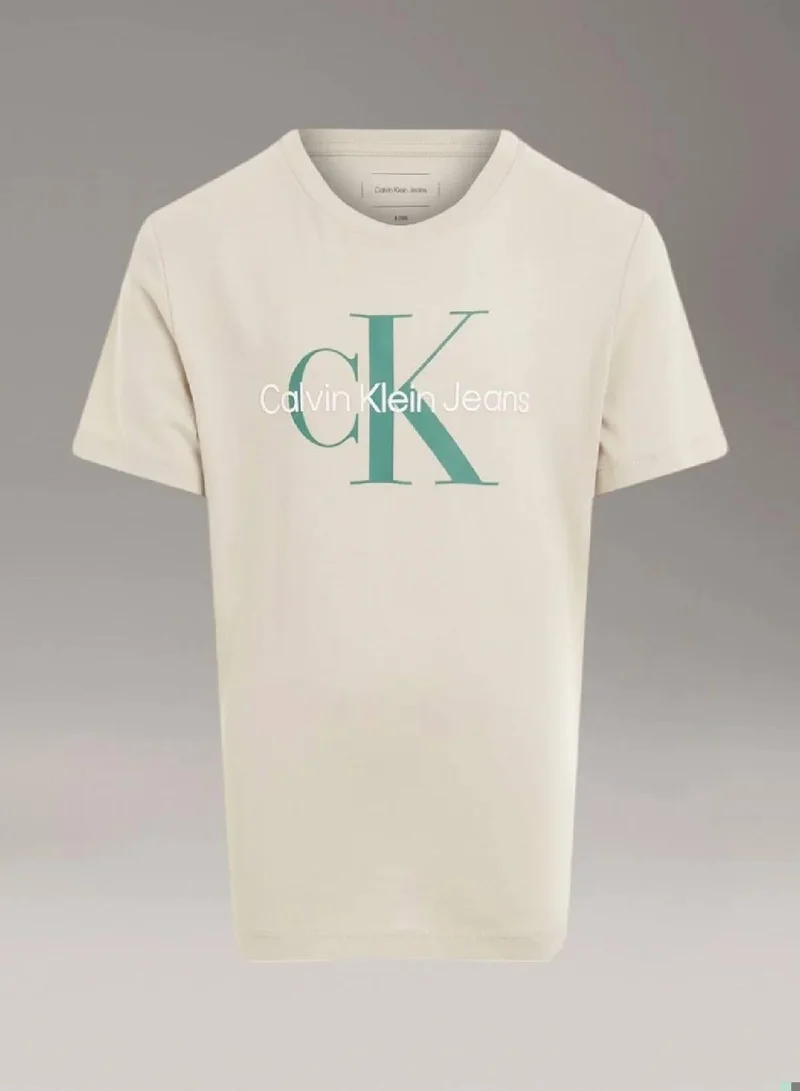 Calvin Klein Jeans Oyster Gray Kids' Logo T-Shirt  | Best Price UAE