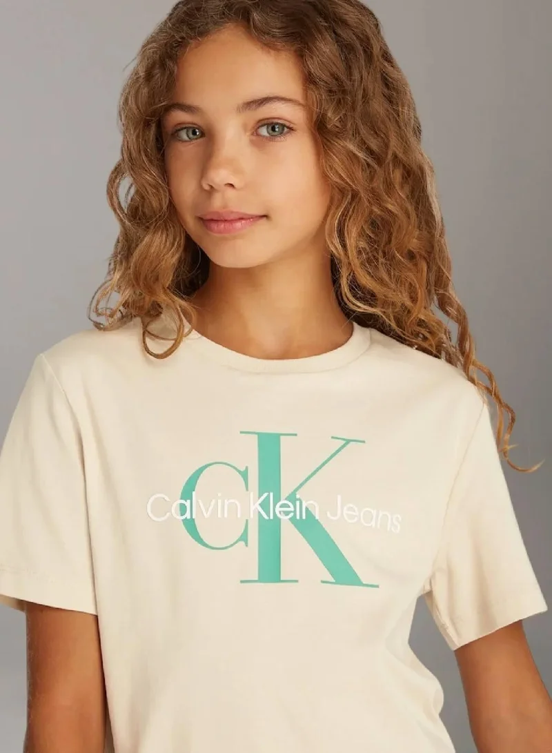 Calvin Klein Jeans Oyster Gray Kids' Logo T-Shirt  | Best Price UAE