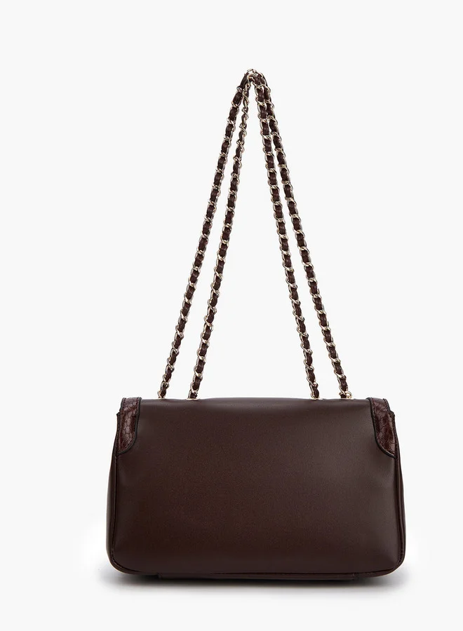 سيليست Solid Crossbody Bag with Chain Strap and Flap Closure