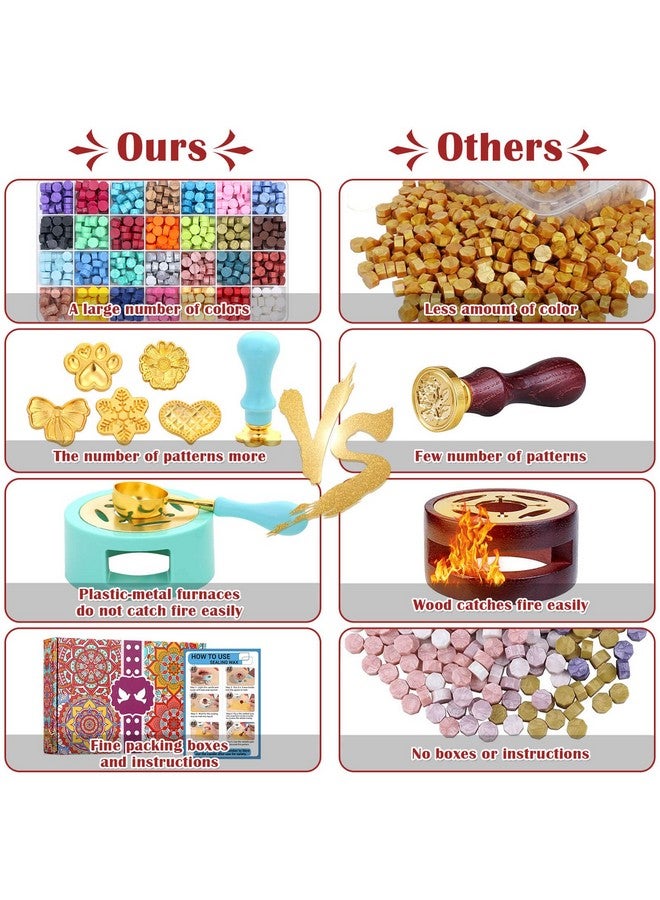 anezus Ed Wax Seal Stamp Kit, Anezus 790Pcs Sealing Wax Kit With Wax Seal Beads, Wax Stamp, Wax Warmer, Vintage Envelopes, And Gift Box For Letter Sealing, Invitation Cards, Craft Decoration - Image 2