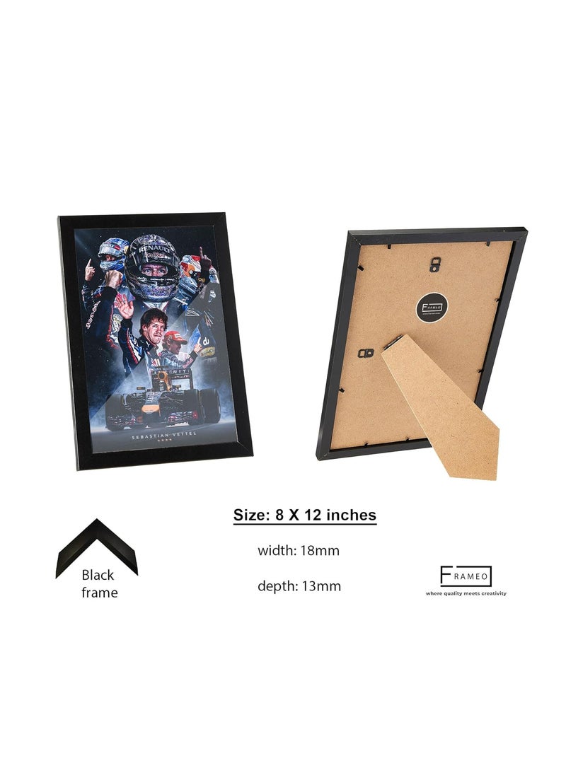 FRAMEO FRAMEO STORE Sebastian Vettel Redbull Racing Tribute Glass Frame Sebastian Vettel Redbull Legend wall art framed poster A4 size 8 X 12 Inches  - Image 3