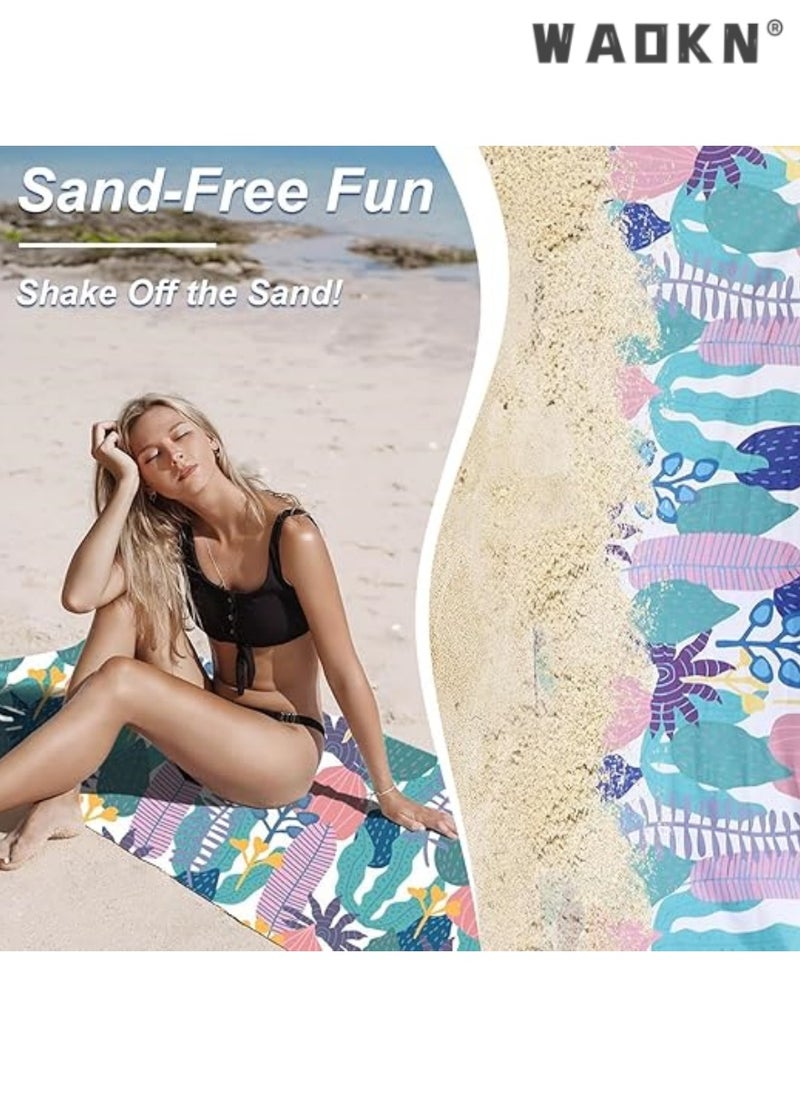 WAOKN Premium Microfiber Beach Towel,Extra Large 150x70 cm, Sand-free, Quick-dry, Lightweight, Ultra Absorbent - Ideal for Travel, Yoga, Pool, Gym - Chic Beach Accessory for Adults & Kids, Green  - Image 4