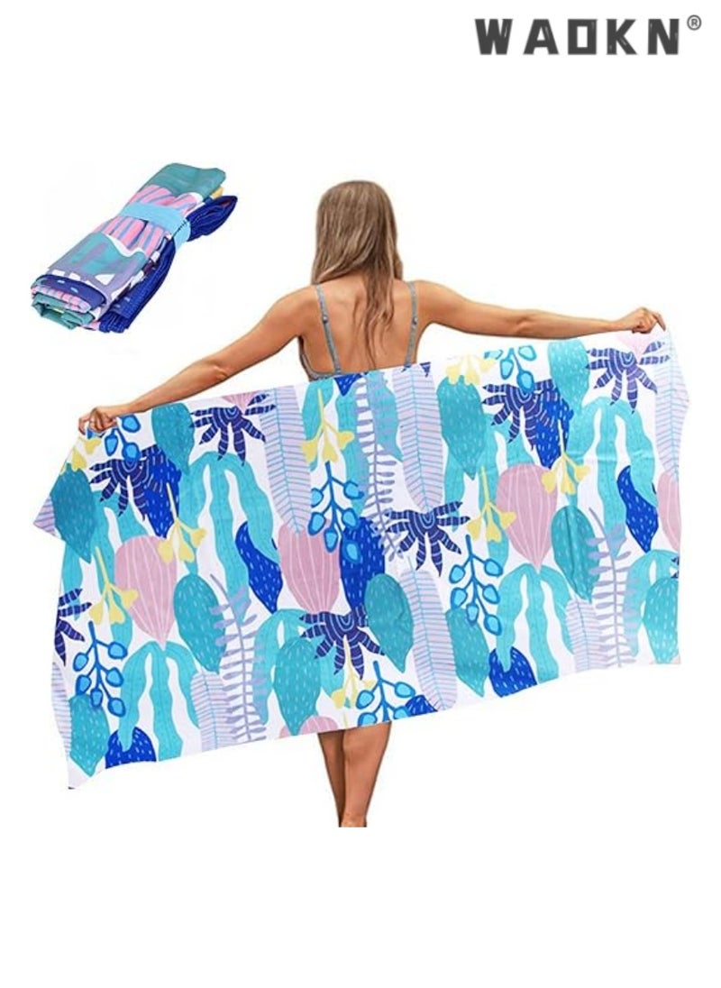 WAOKN Premium Microfiber Beach Towel,Extra Large 150x70 cm, Sand-free, Quick-dry, Lightweight, Ultra Absorbent - Ideal for Travel, Yoga, Pool, Gym - Chic Beach Accessory for Adults & Kids, Green  - Image 1