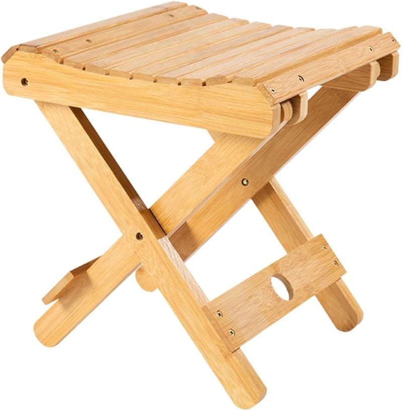Portable Folding Stool Wooden Foldable Chair Lightweight for Camping Fishing Outdoor Travel - Image 1